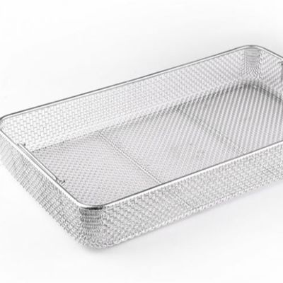 Cesta que se lava de acero inoxidable, con la cesta de acero inoxidable del lavado de la lascivia de la malla de alambre 316 de la forma 304 del cuadrado de la manija limpia