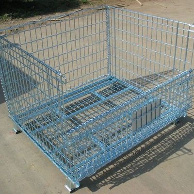 Venta directa Mesh Storage Cage barato fuerte, almacén plegable pesado de la fábrica del plegamiento de la plataforma del metal de la malla de alambre bloqueable