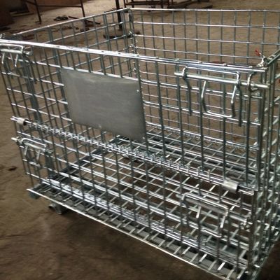 Jaula galvanizada resistente del almacenamiento con la malla de alambre, malla de acero de Warehouse del alambre del plegamiento del almacenamiento resistente plegable de la jaula