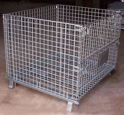 alambre de metal plegable apilable de la malla de alambre del transporte del metal del almacenamiento de la malla de alambre de la jaula bloqueable plegable de la plataforma Mesh Storage Cage