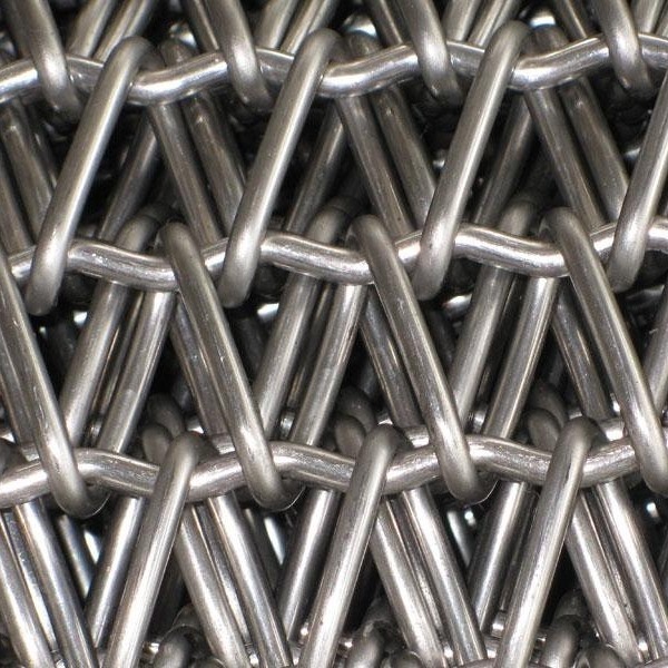 Banda transportadora de acero inoxidable equilibrada de la armadura de la banda transportadora de la armadura de la banda transportadora de la malla de alambre equilibrada de la categoría alimenticia con las cadenas