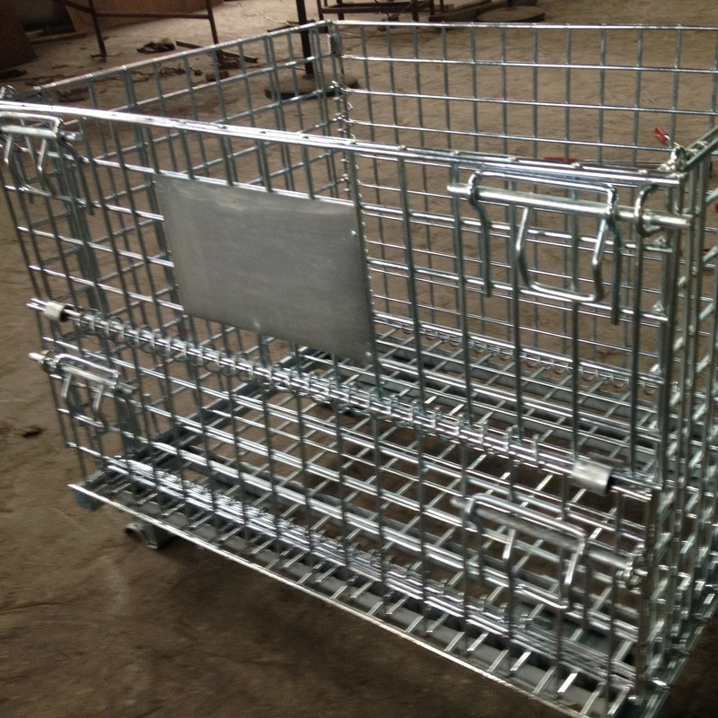 Jaula galvanizada resistente del almacenamiento con la malla de alambre, malla de acero de Warehouse del alambre del plegamiento del almacenamiento resistente plegable de la jaula